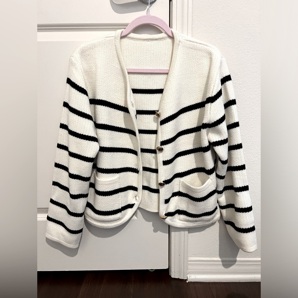 Striped cardigan sweater